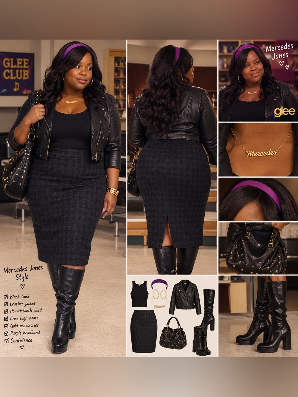 Sag Harbor | Black Houndstooth Skirt | Size 18 | Glee Mercedes Jones Core